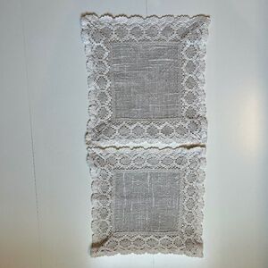 Two Ubelhor Linen-Cotton End Table Covers, Vtg, Size 12 sq in